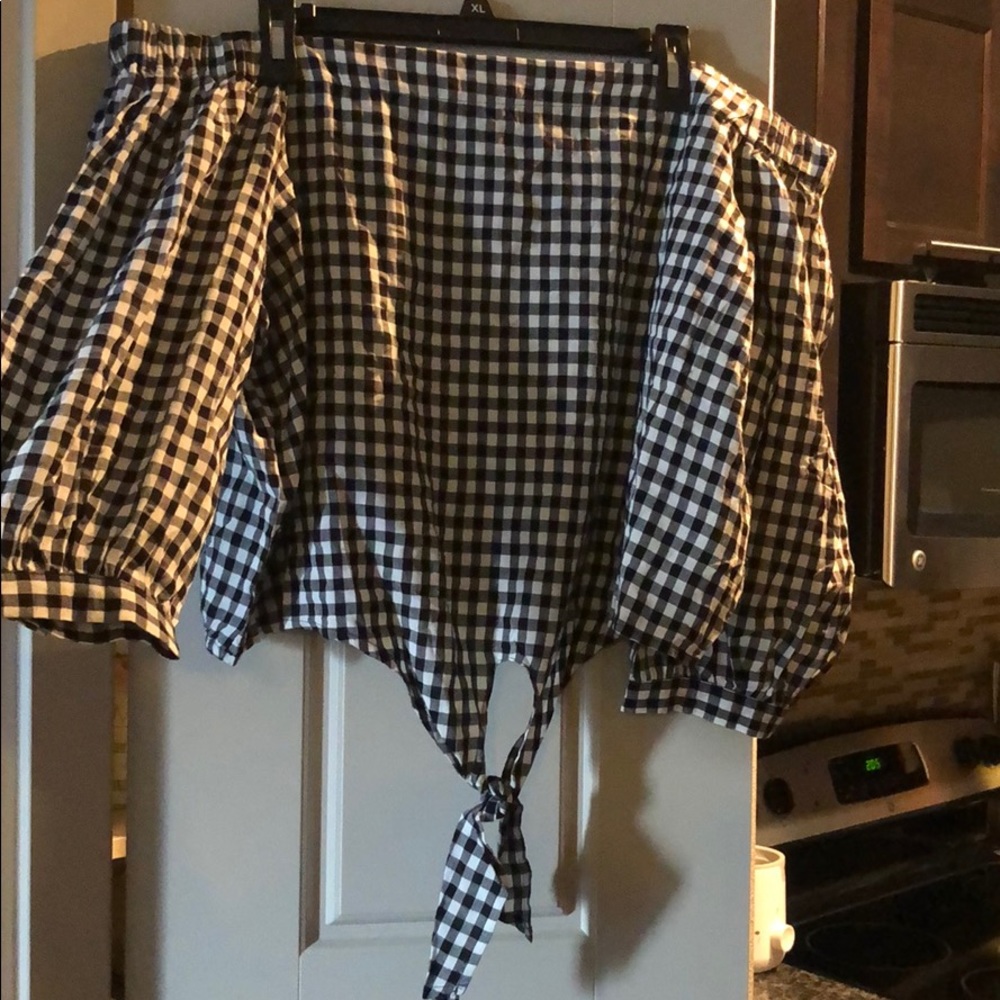 Gingham Off The Shoulder Top - 2X